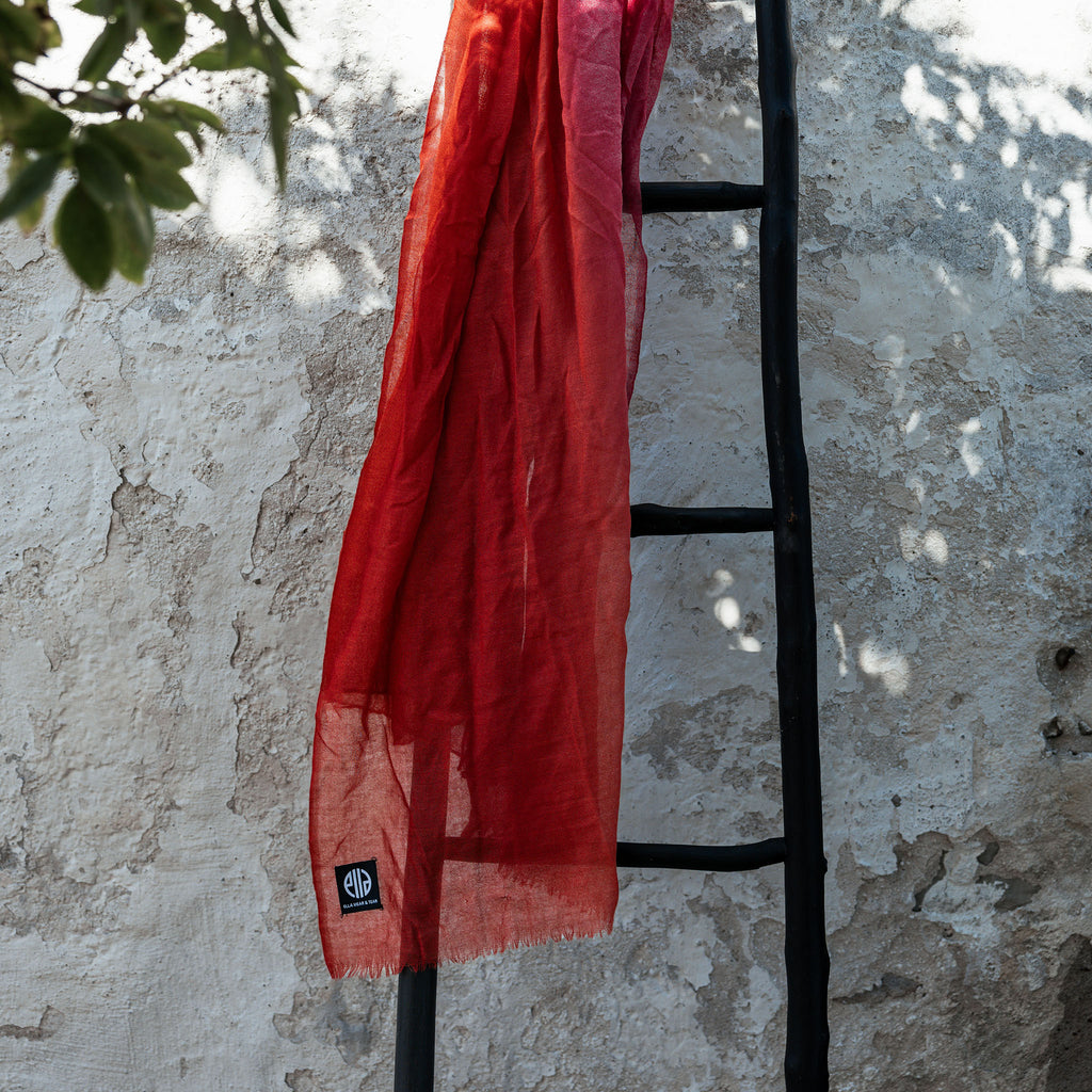 Silk & Wool Scarf – Pink & Orange