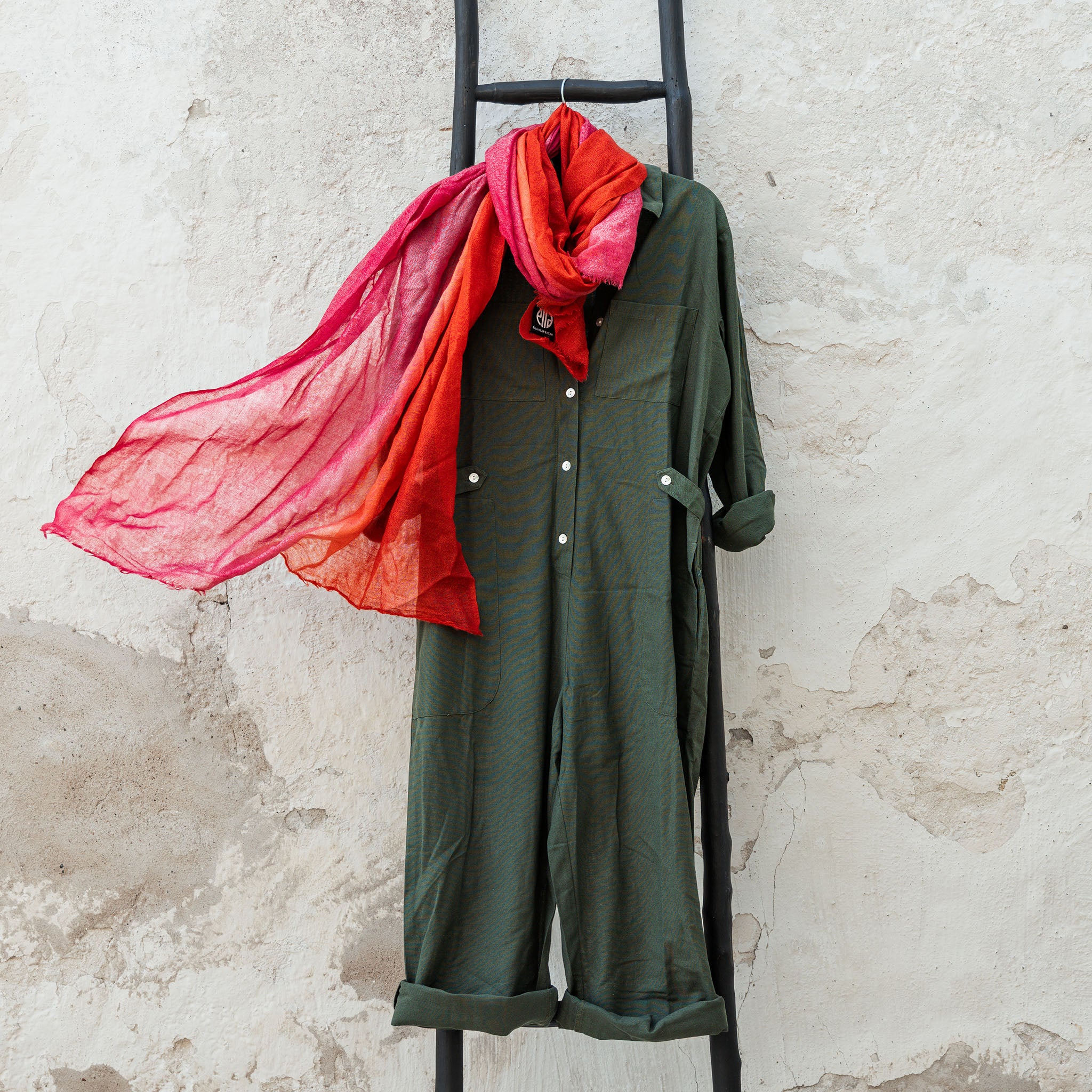 Silk & Wool Scarf – Pink & Orange