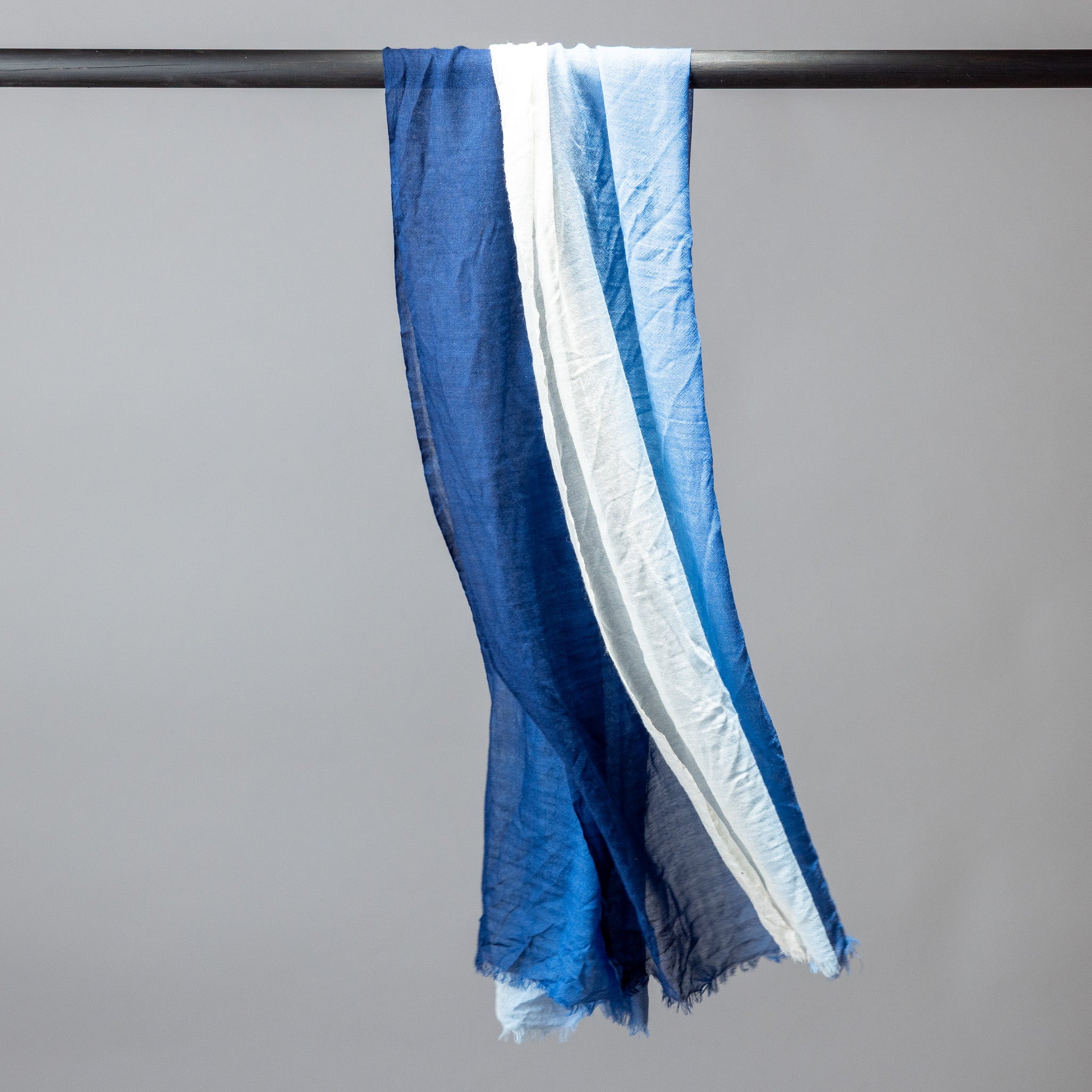 Silk & Wool Scarf – Blue & White
