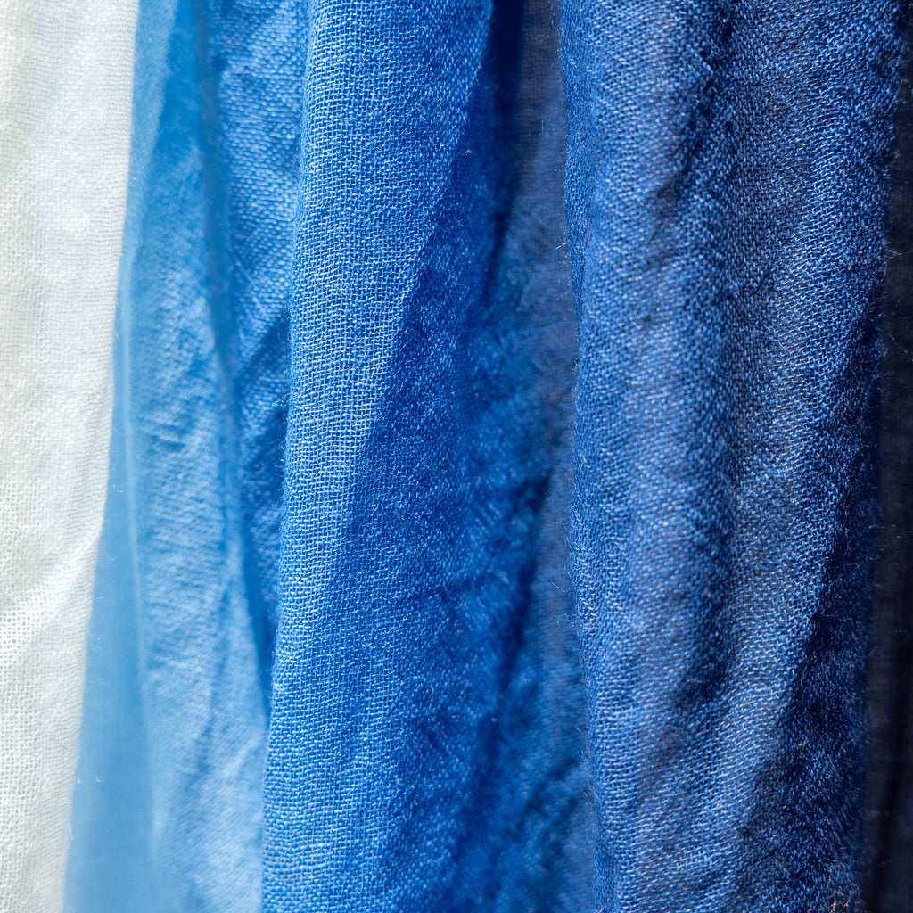 Silk & Wool Scarf – Blue & White